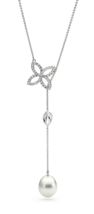 Pearl and Diamond Lariat Necklace