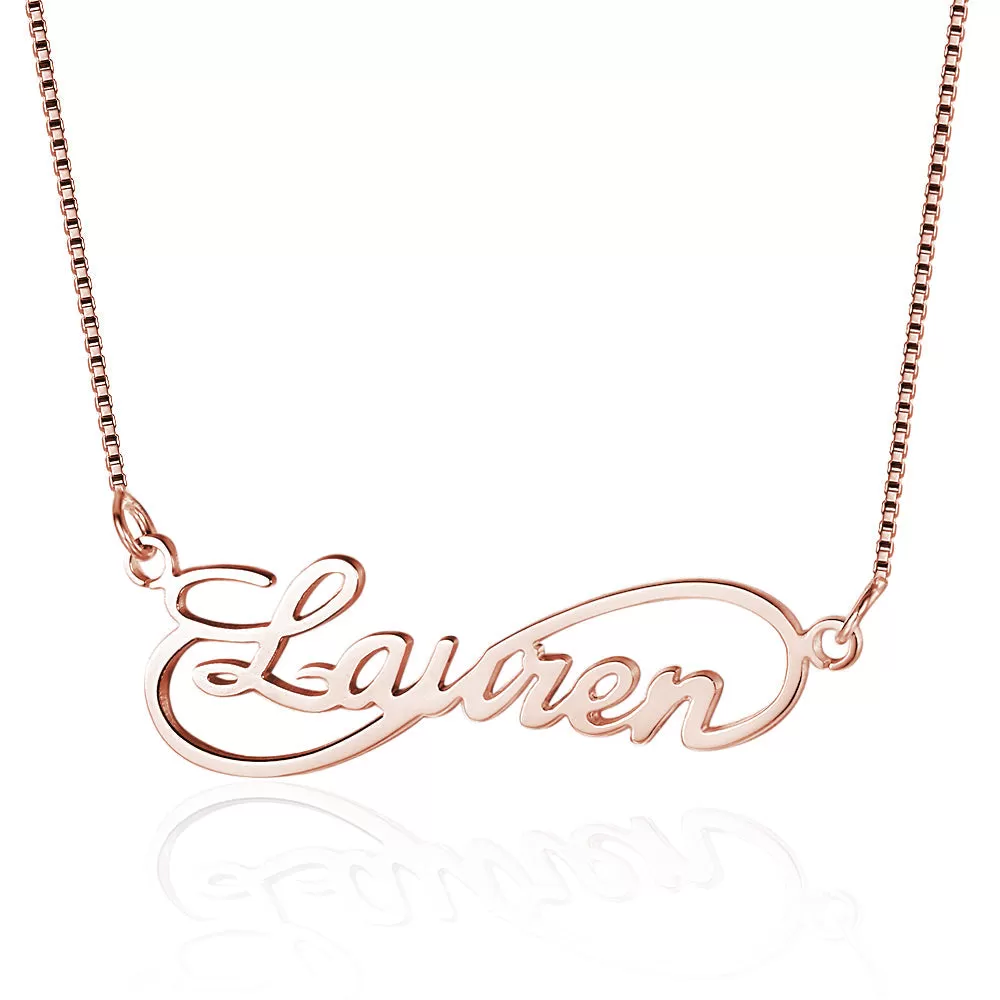 Personalized Infinity Cut Out Name Necklace - Silver - Gold - Rose Gold