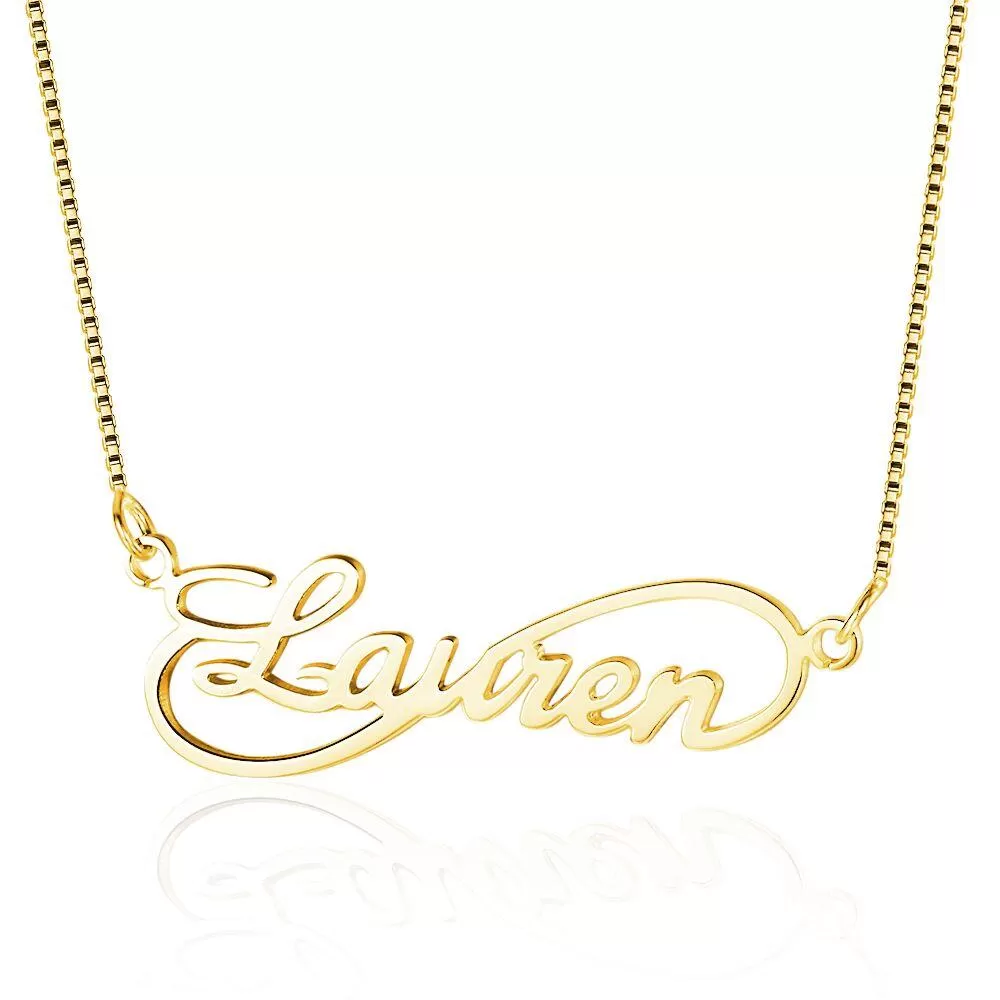 Personalized Infinity Cut Out Name Necklace - Silver - Gold - Rose Gold