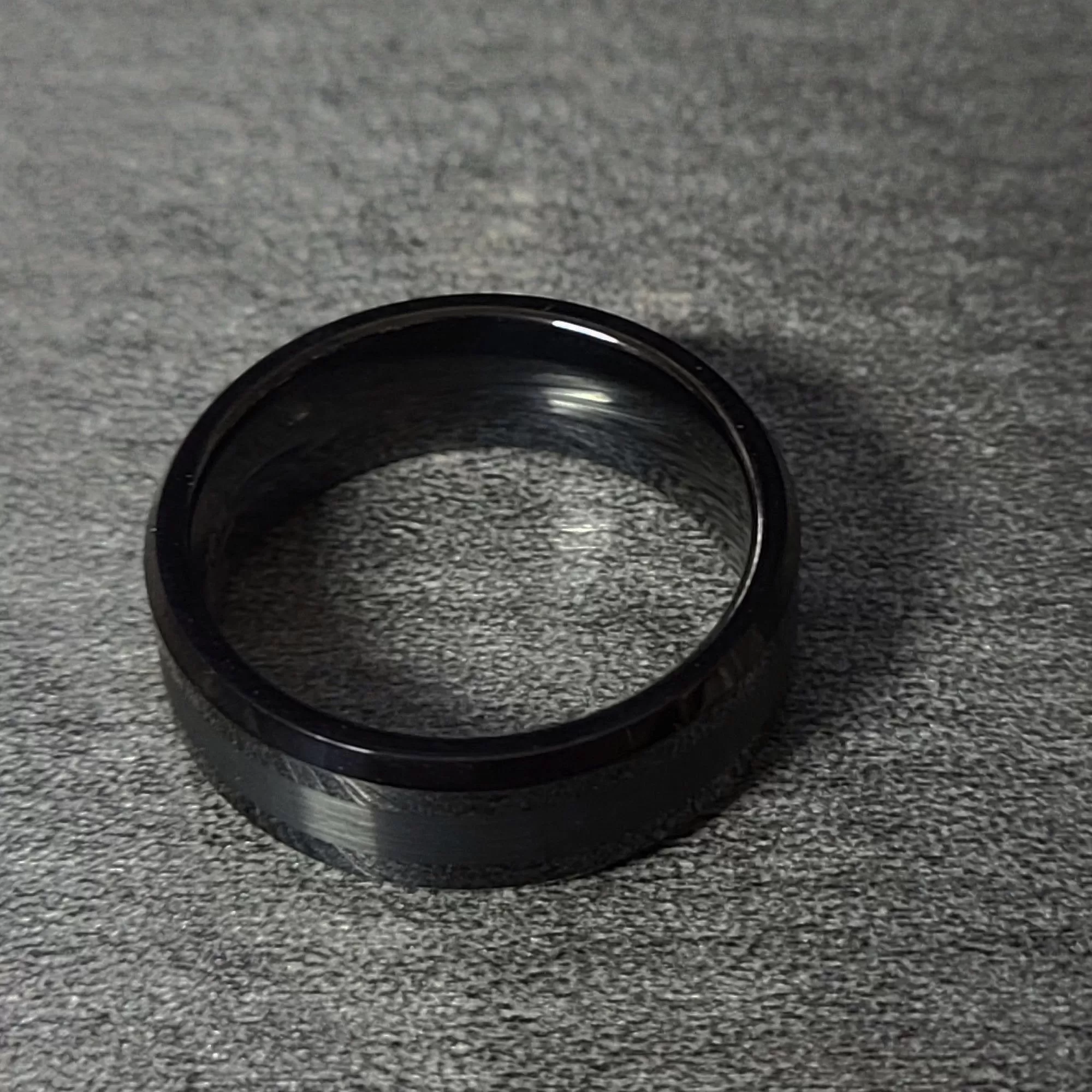 Personalized Men's Wedding Ring Band Two Tone Black Tungsten