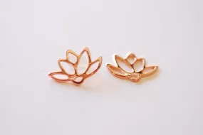 Pink Wholesale Rose Gold Vermeil Lotus Connector Charm- 18k gold plated 925 Sterling Silver Flower Lotus, Yoga Lotus, Gold Lotus Charm, 256