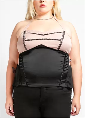 PLUS SIZE CHIFFON HALTER CORSET