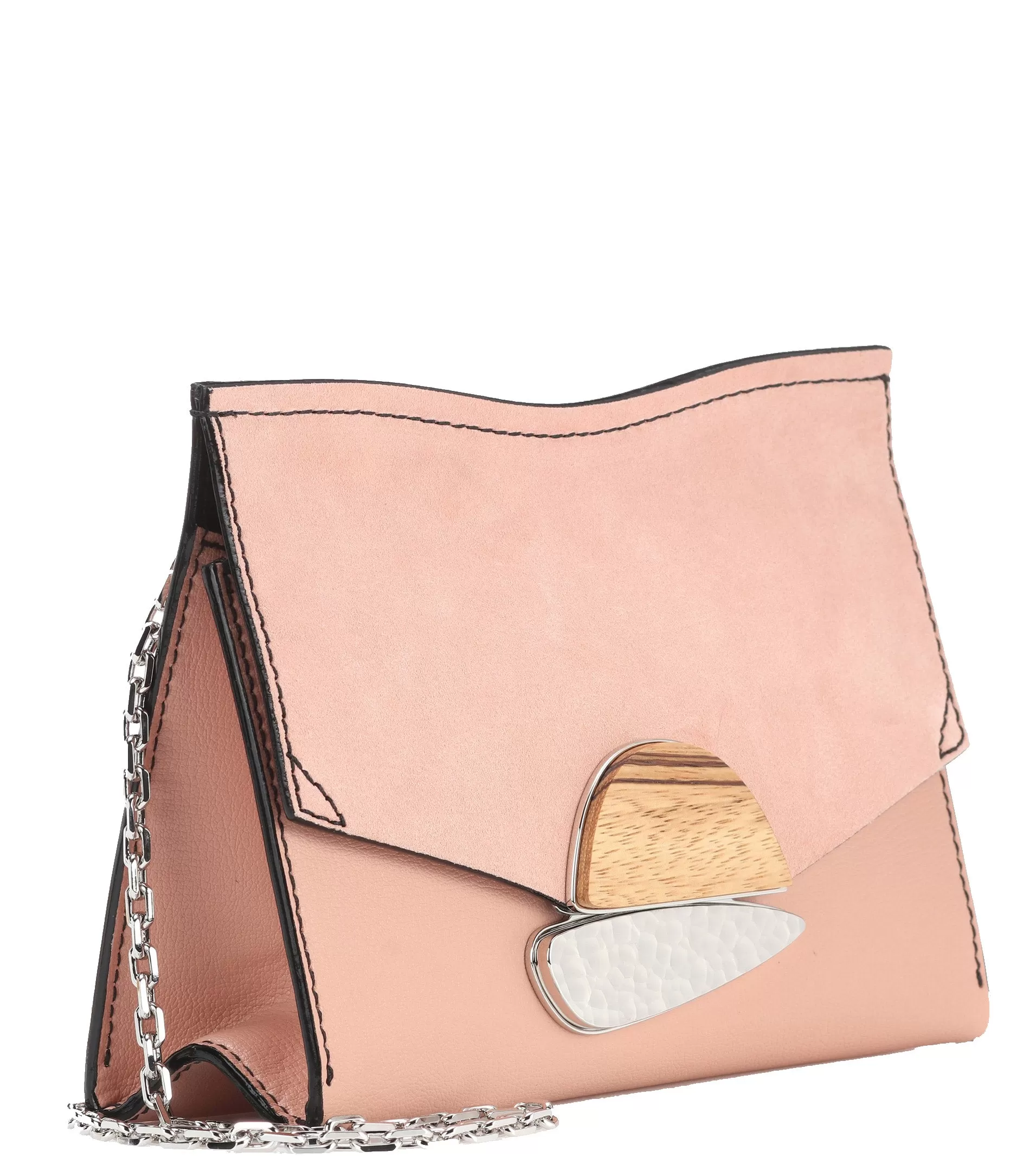 PS Small Curl Chain Clutch Grain/Suede, Blush