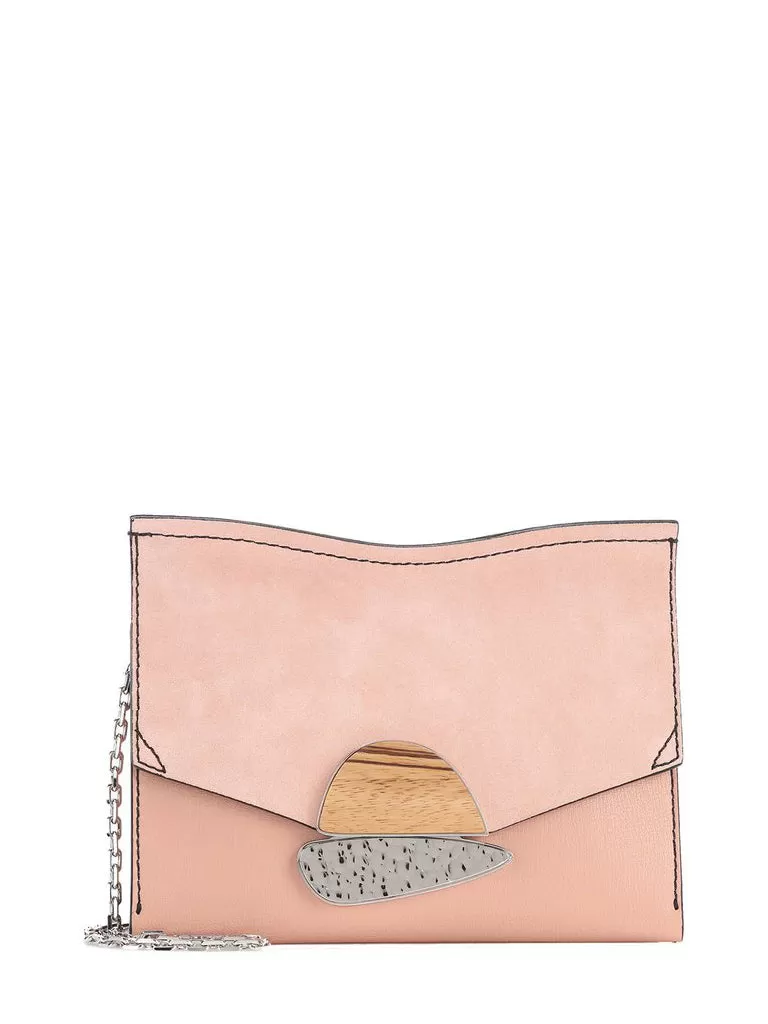 PS Small Curl Chain Clutch Grain/Suede, Blush