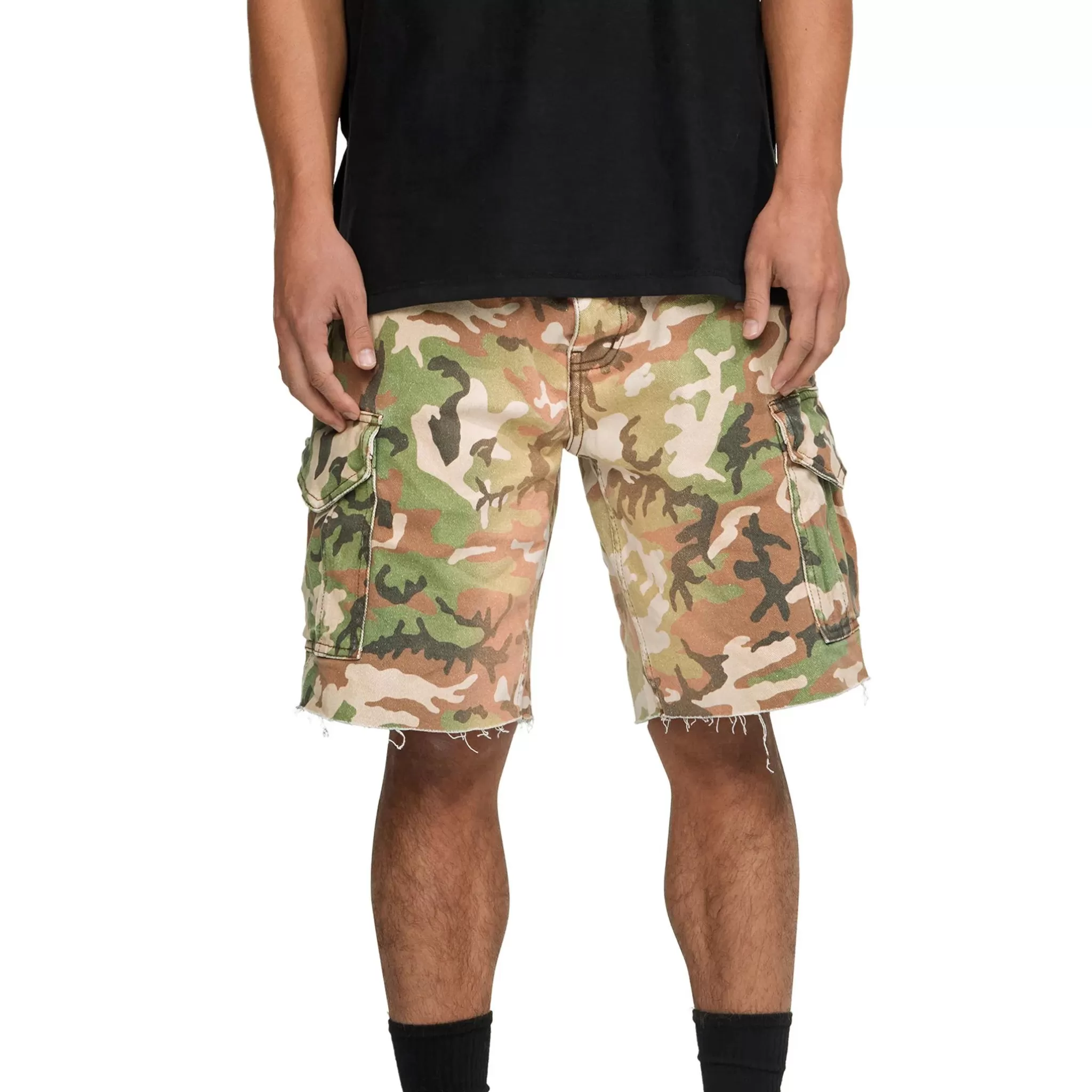 Purple Brand Bleached Camouflage Cargo Short