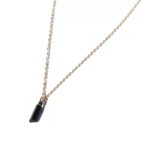 Raw Black Tourmaline Pendant Chain Necklace