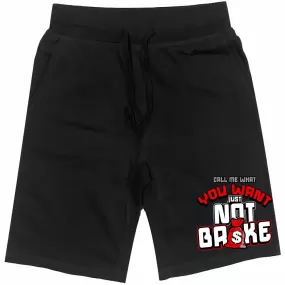 RED NOT BROKE : Black Cotton Terry Fleece Shorts