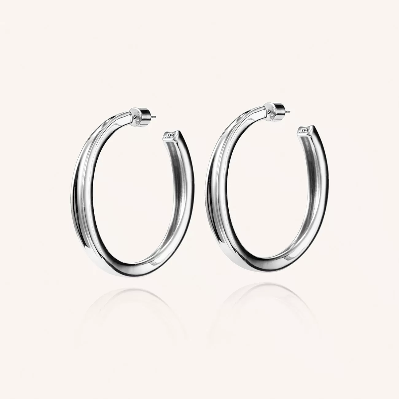 Rhodium Silver Slim Doune Hoop Earrings