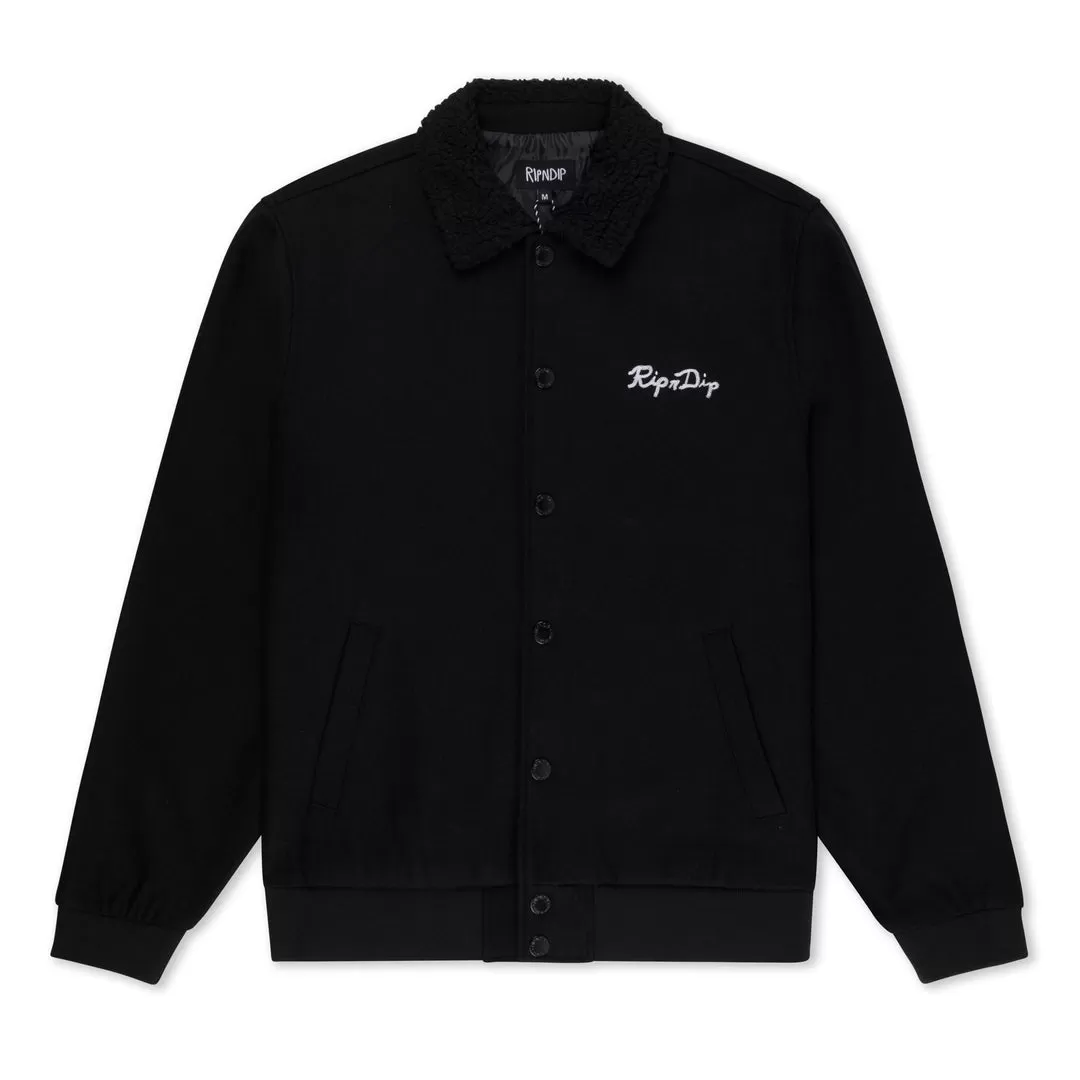 RIPNDIP NERMALI WOOL VARSITY  JACKET-BLACK