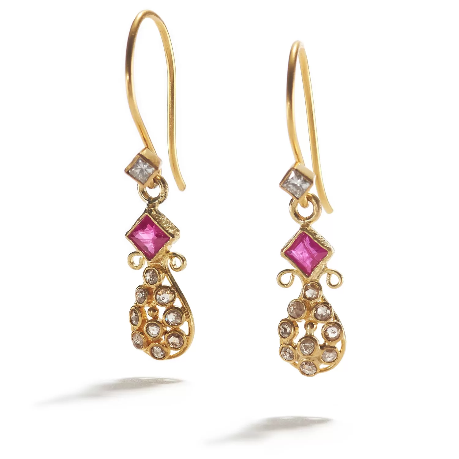 Ruby, Diamond & Gold Dangles