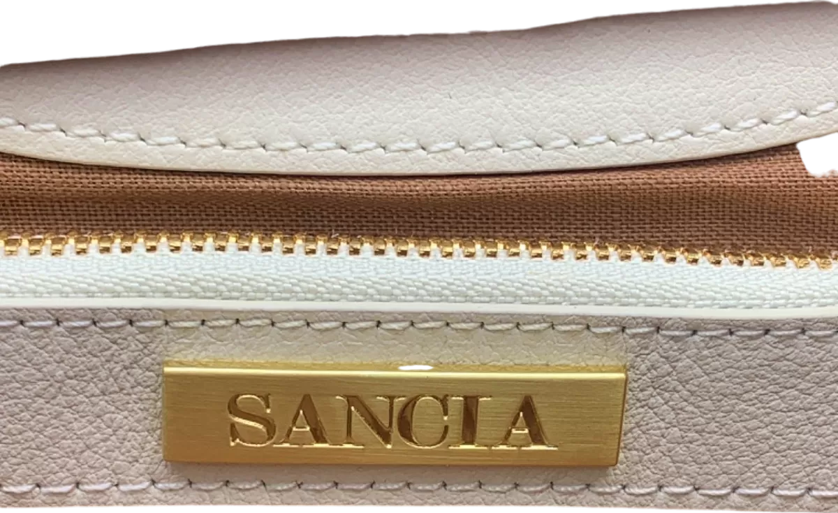 Sancia White/Brown The Adalyne Leather Mini Tote Bag