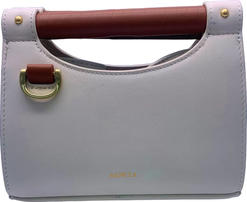 Sancia White/Brown The Adalyne Leather Mini Tote Bag