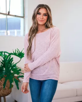 Selena Waffle Knit Dolman Top - Blush