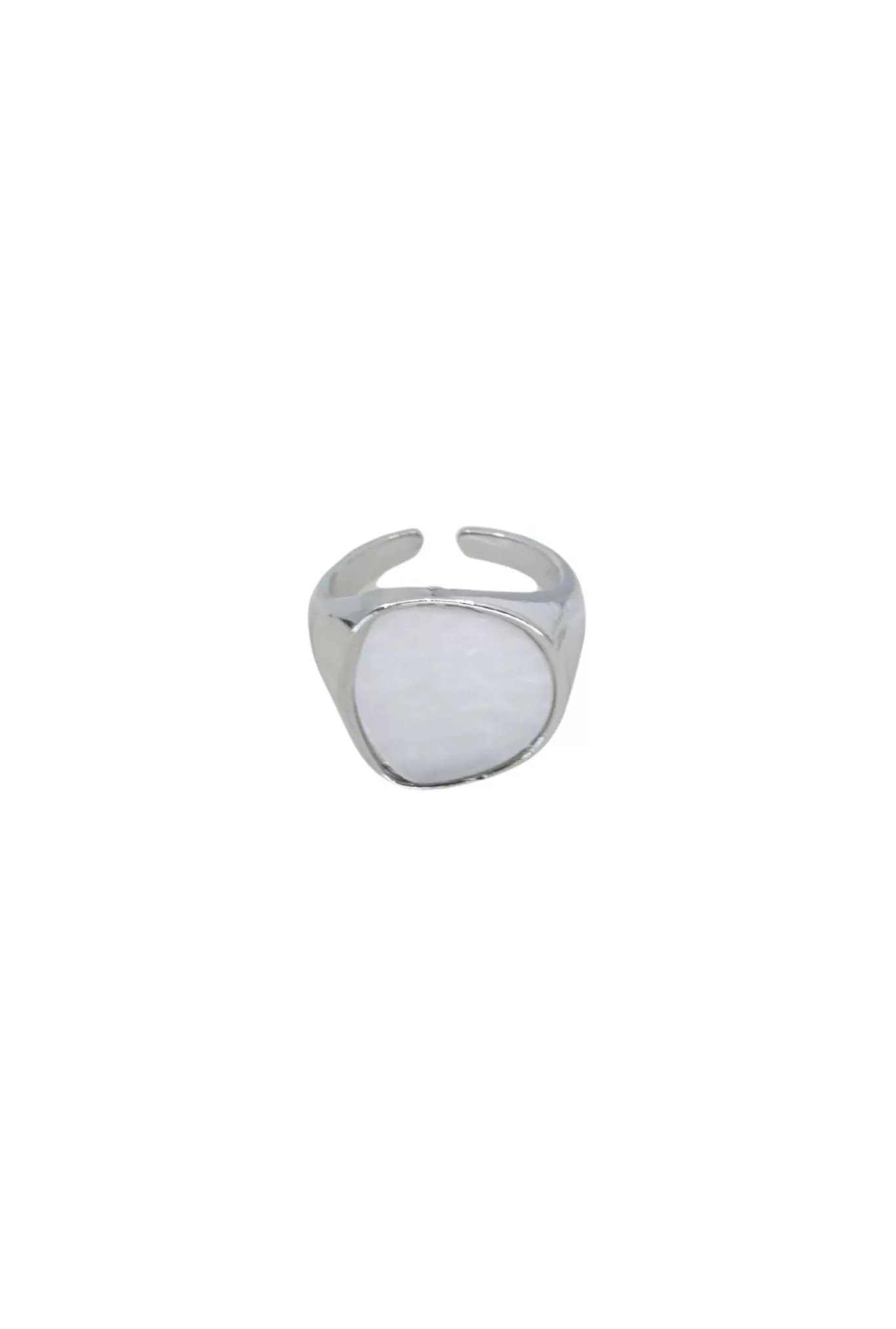 Silver Pearlized Stone Adjustable Ring