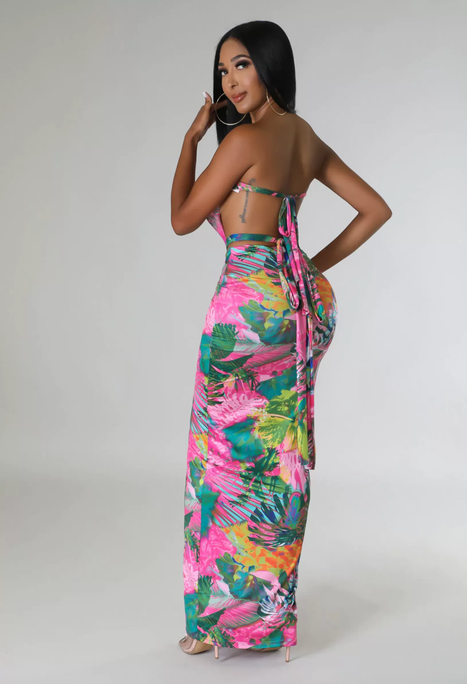 Siyana Flower Print Maxi Dress