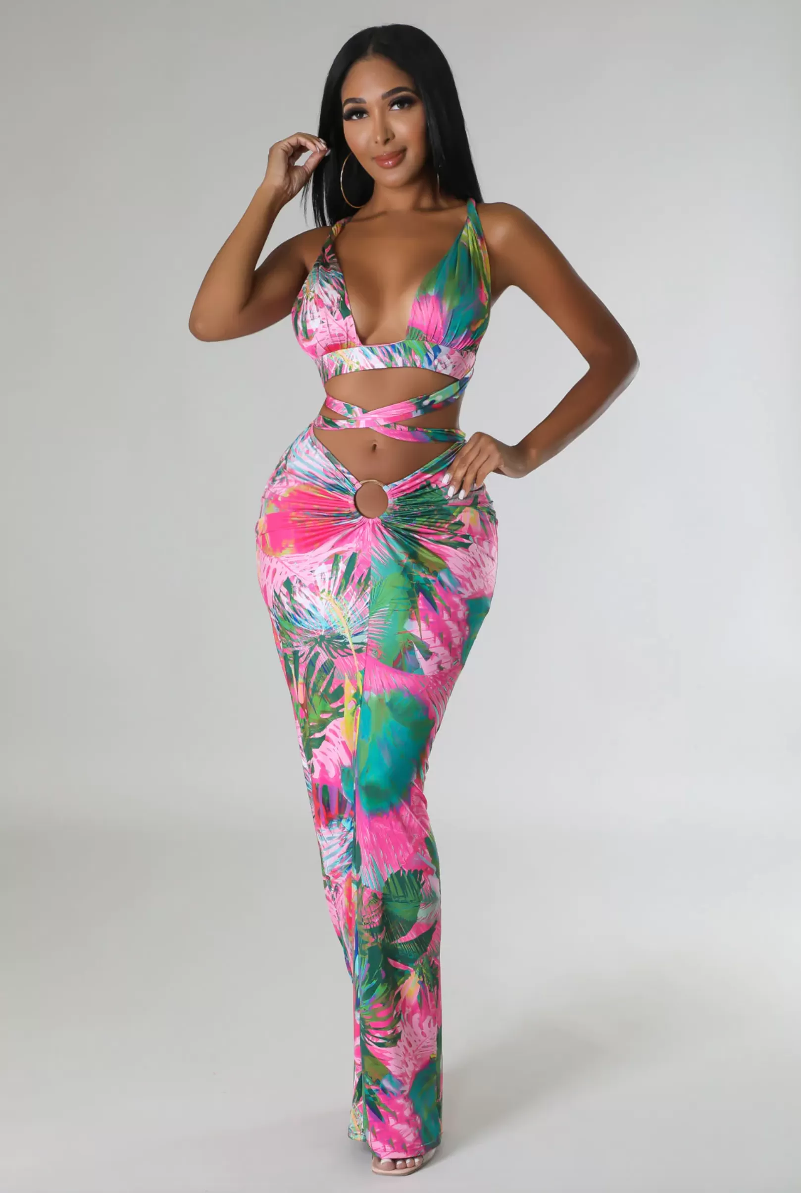 Siyana Flower Print Maxi Dress