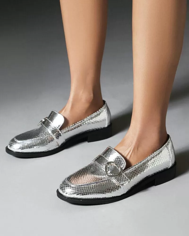 Snake-print British Buckle Loafers