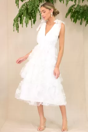 Stolen Glances White Midi Dress