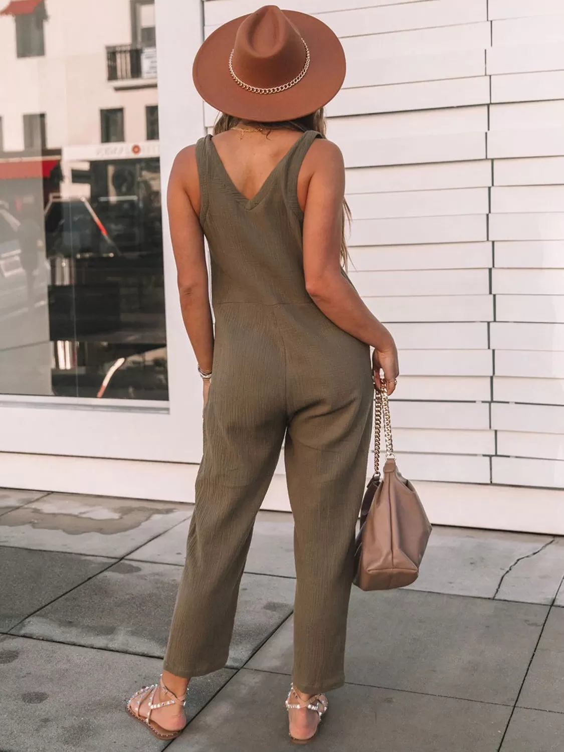 Sunset and Swim – Jumpsuit mit U-Ausschnitt und breiten Trägern in Übergröße