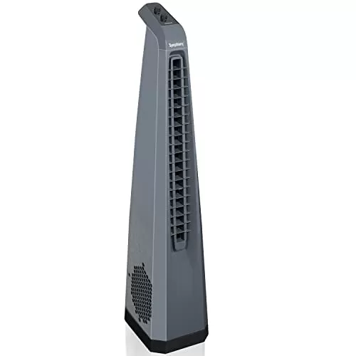 Symphony Surround High Speed Bladeless Technology Tower Fan for Home With Swivel Action, Dust Filter, and Low Power Consumption (Grey)