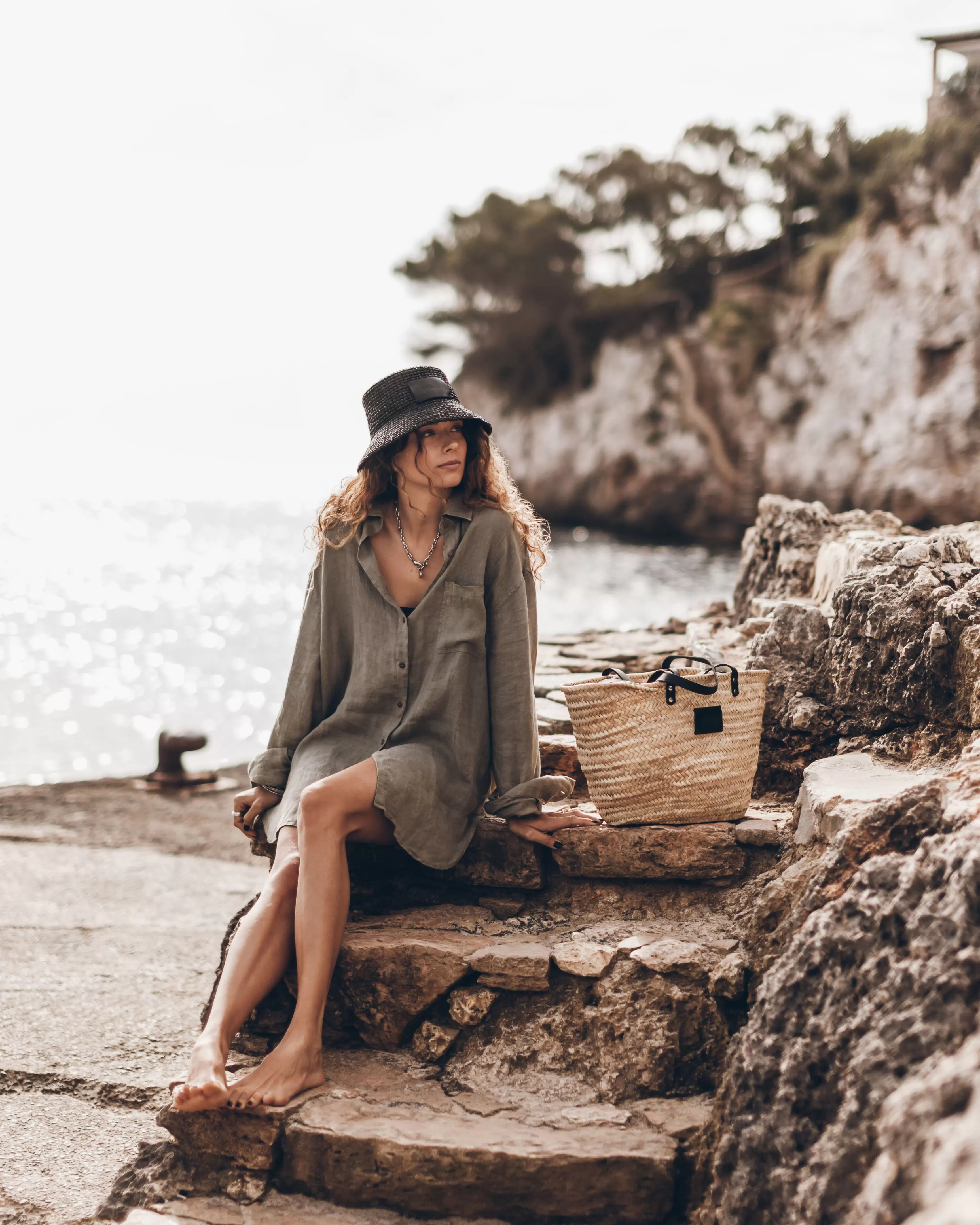 The Black Raffia Bucket Hat