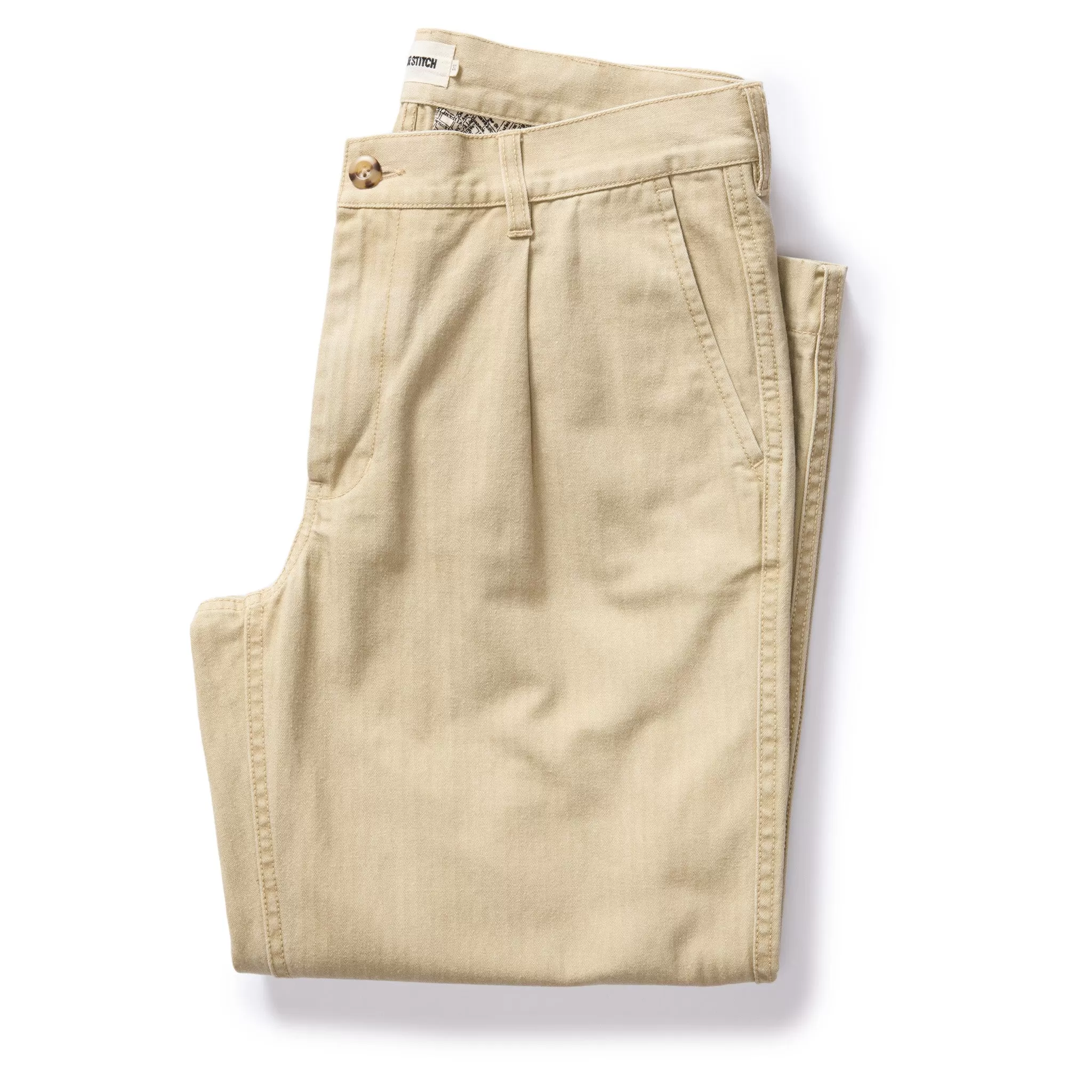 The Matlow Pant in Light Khaki Pigment Herringbone