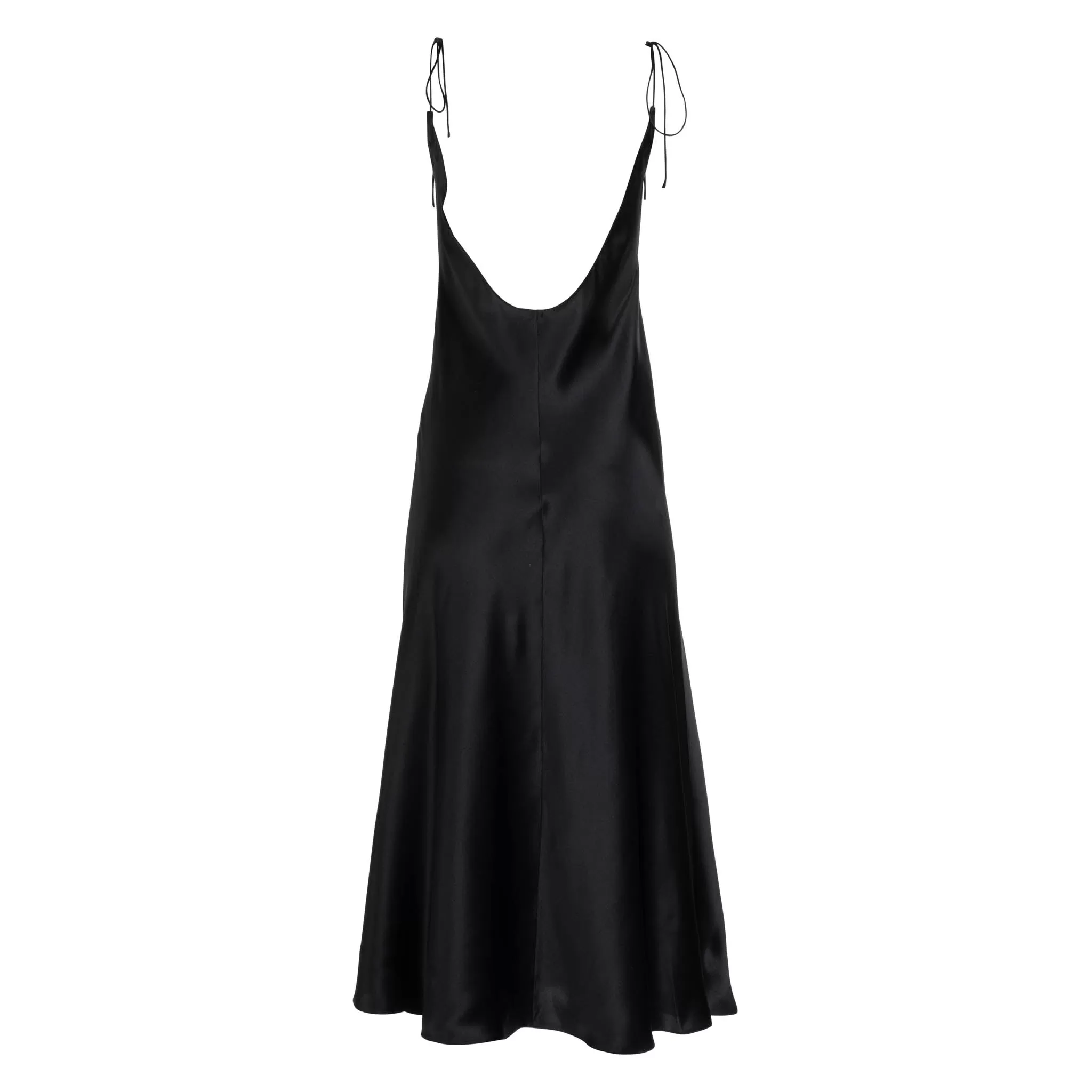 Tie Strap Noir Midi Slip Dress