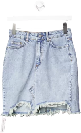 Trendyol Blue Frayed Hem Denim Mini Skirt UK 6