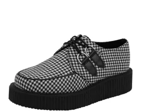 T.U.K Black/ White Houndstooth Round Viva Low Creeper