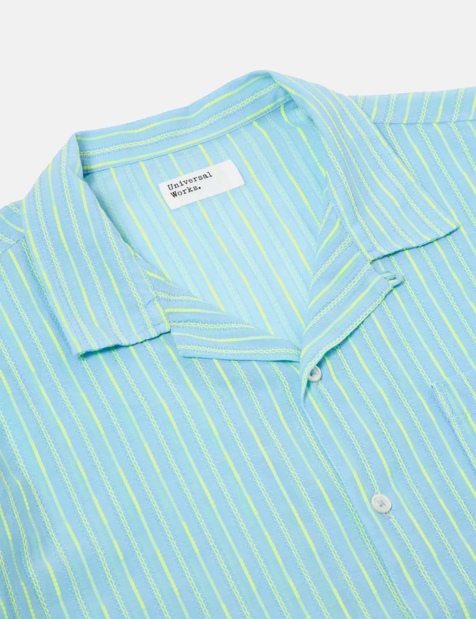 Universal Works Road Fluro Shirt - Sky Blue/Green