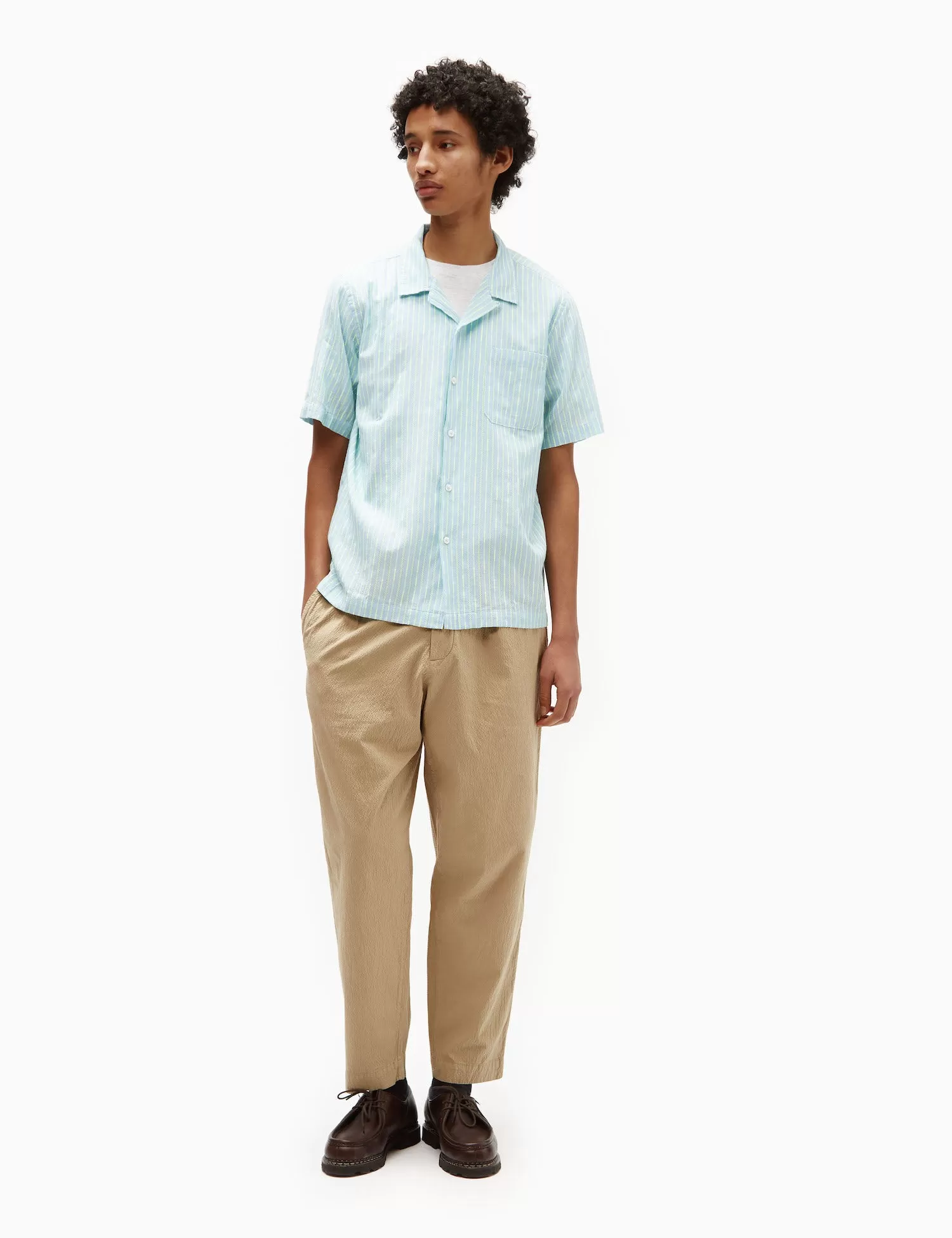 Universal Works Road Fluro Shirt - Sky Blue/Green