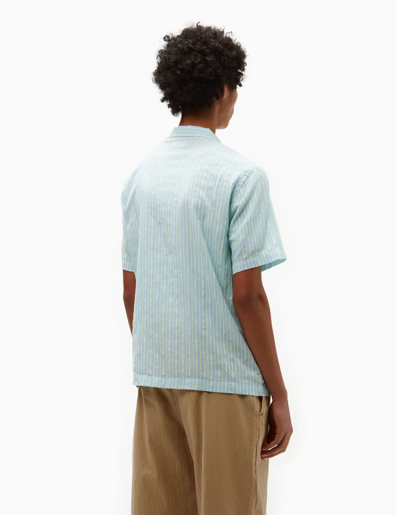 Universal Works Road Fluro Shirt - Sky Blue/Green