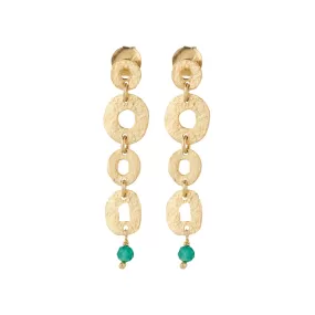 Vama | Athena Earrings | Metal-Sterling Silver | Stone-Green Onyx | Finish-Matt