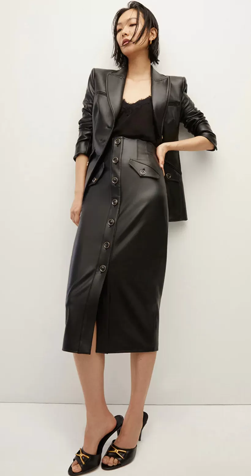 Veronica Beard - Barrie Vegan Leather Skirt - Black