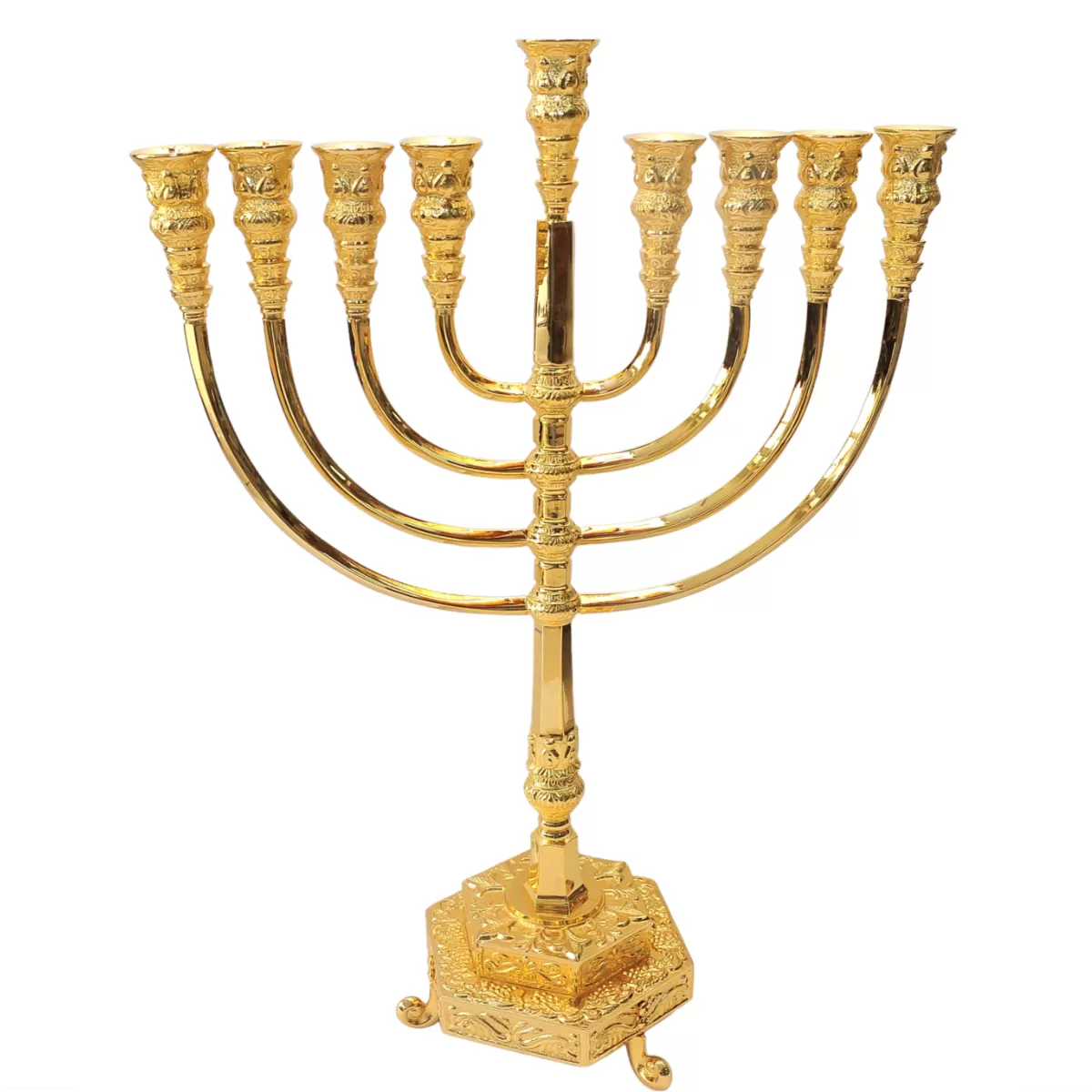 Very Big & High Quality Menorah Hanukkah Gold Plated From Jerusalem