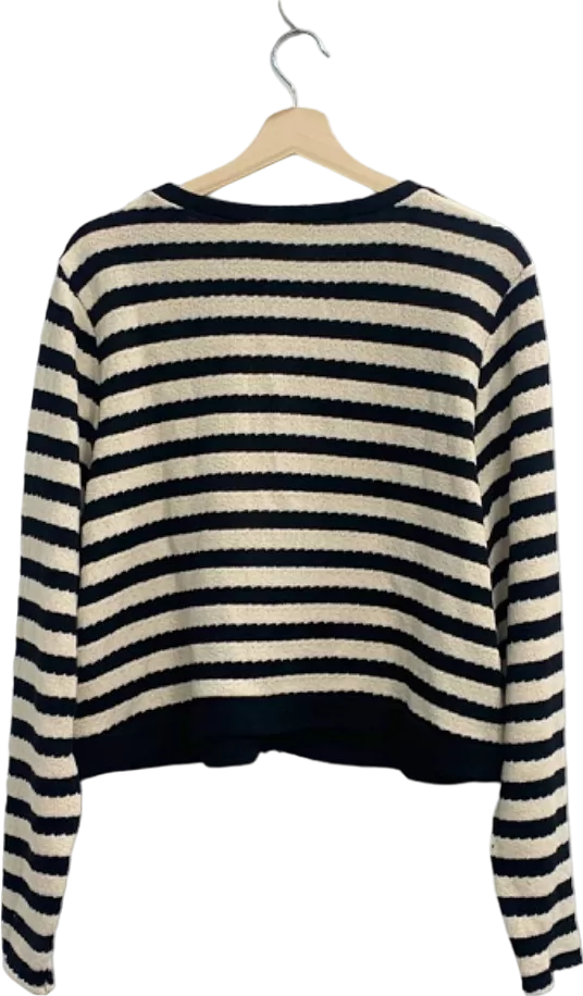 Very Black & Cream Striped Button Cardigan UK 18