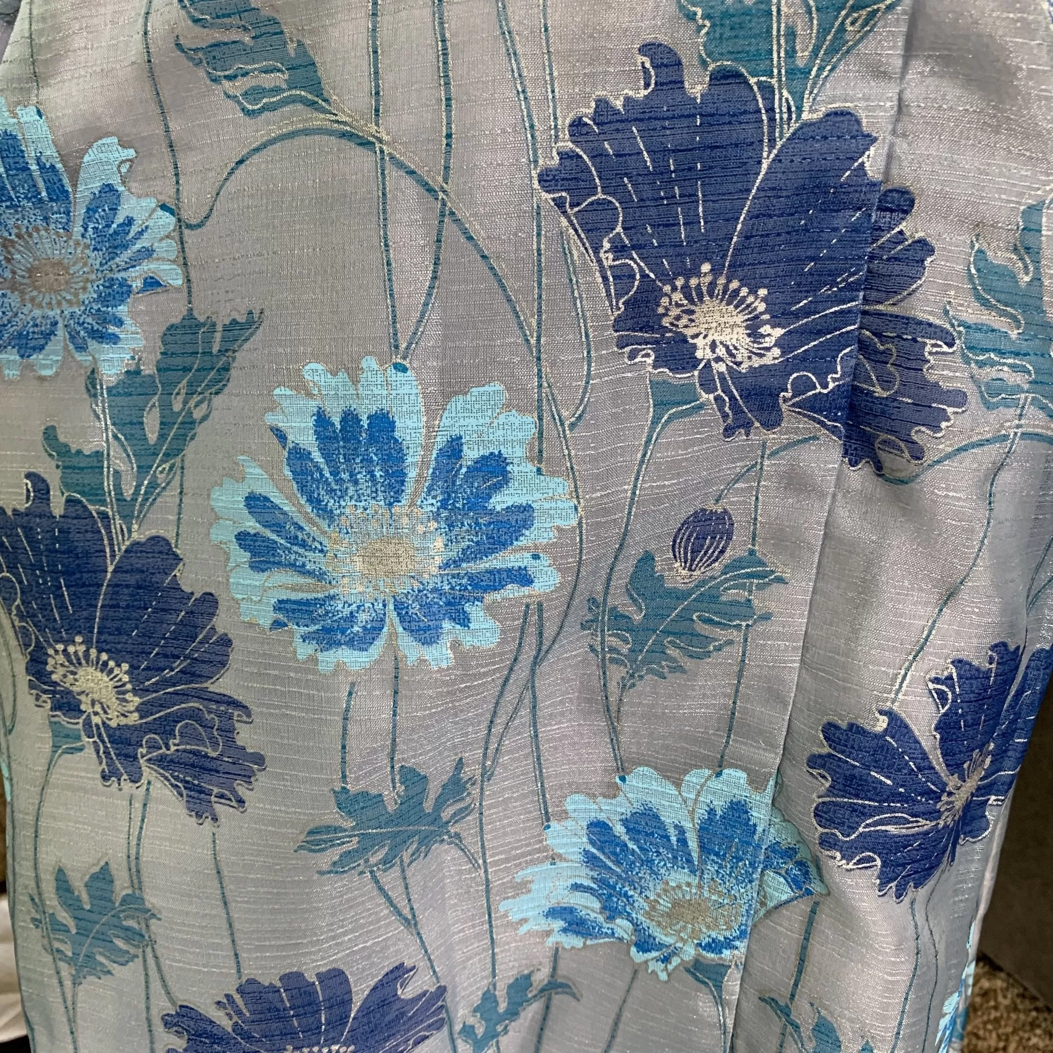 Vintage Shaheen Blue Floral Maxi Dress with a Large Butterfly Flower Print. Perfect Summer Dress!