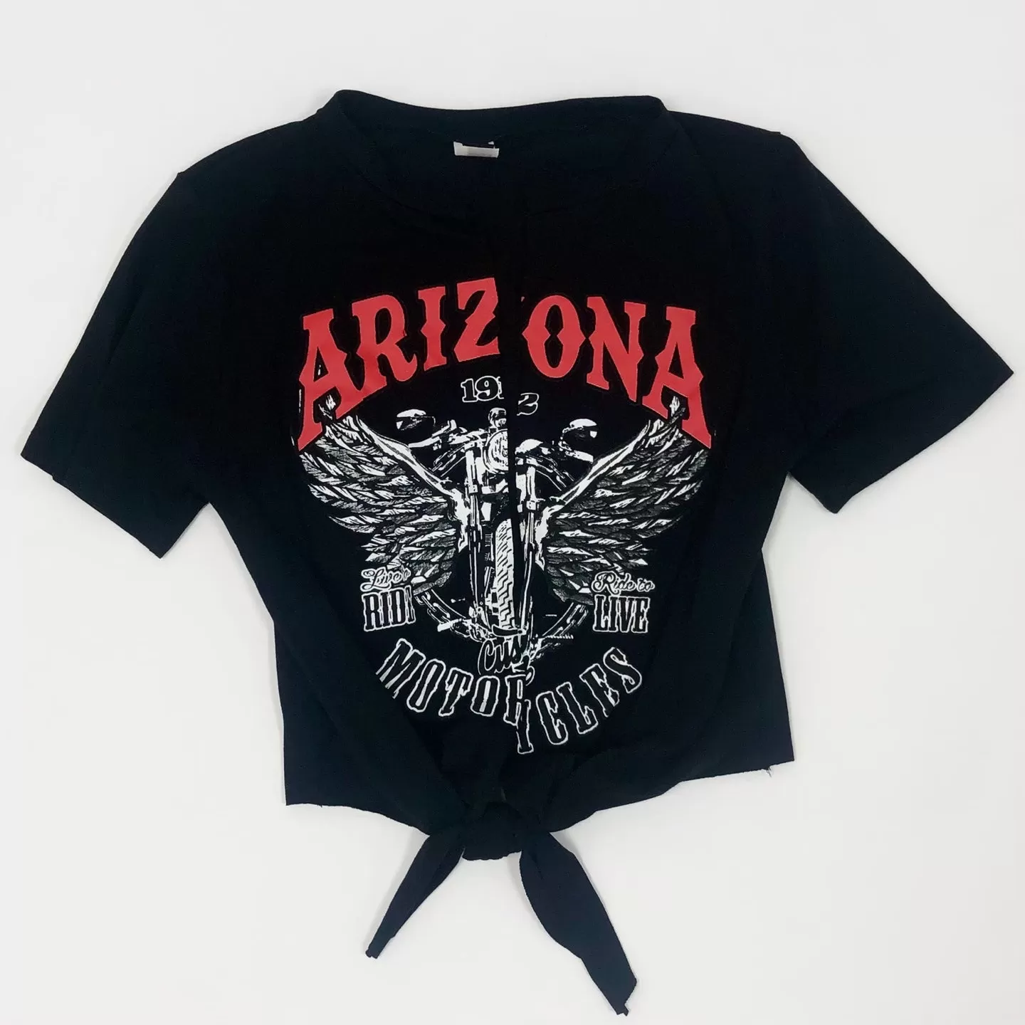 Women's Arizona Tie Front Graphic Crop Shirt